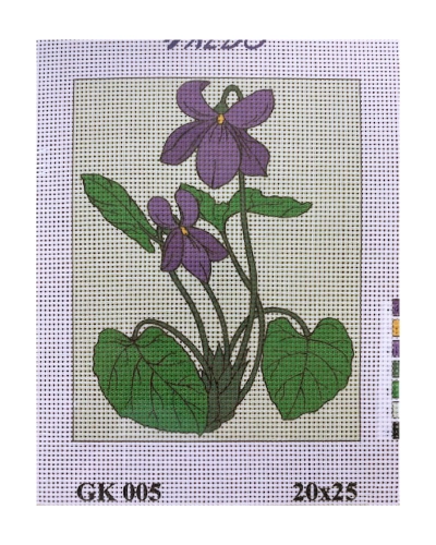 Vyšívací sada 20x25 cm, vzor GK-005 - fialky