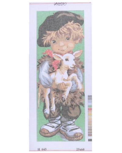 Vyšívací předloha, 25x60, Kluk a ovečka