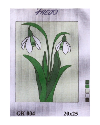 Vyšívací sada 20x25 cm, vzor GK-004 - sněženky Vyšívací sada 20x25 cm, vzor GK-004 - sněženky
