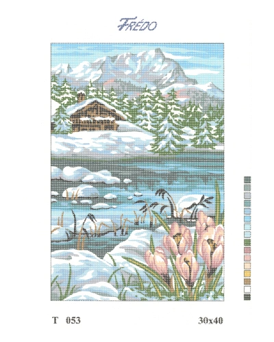 Vyšívací sada 30x40 cm, vzor T053 - zimní krajina Vyšívací sada 30x40 cm, vzor T053 - zimní krajina