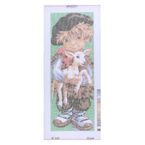 Vyšívací předloha, 25x60, Kluk a ovečka