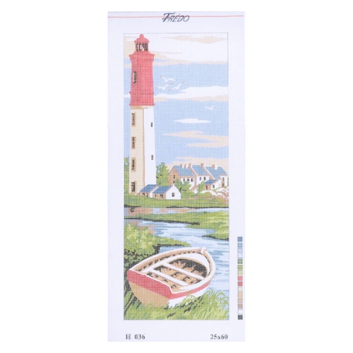 Vyšívací předloha 25x60, Maják a loď Vyšívací předloha 25x60, Maják a loď